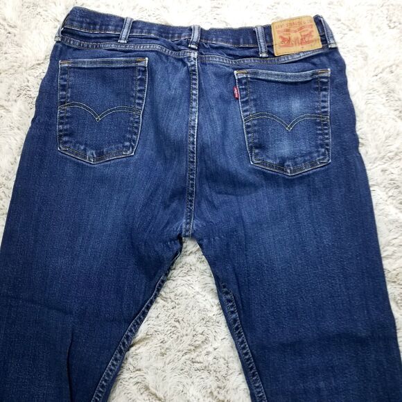 Levis Jeans Mens 38×30 Blue Regular Straight Dark Wash Denim - Picture 4 of 12